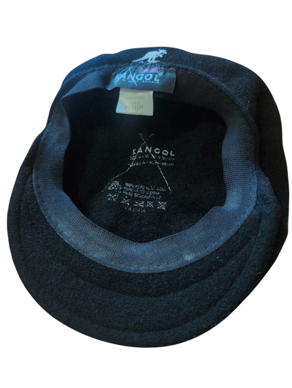 Kangol 504 Wool Flat Cap Men's Medium Black Ivy Newsboy Driving Golf Hat - Picture 3 of 5